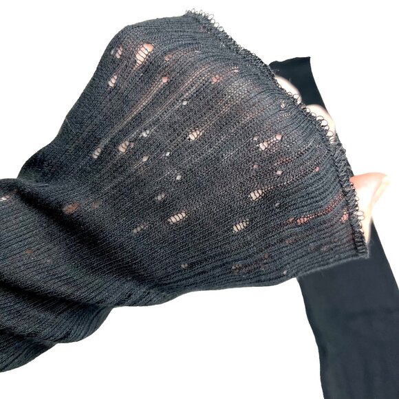 Mummy Arm Warmers Black Hole Fingerless Gloves Shredded Distressed 100% Cotton - Picture 1 of 6